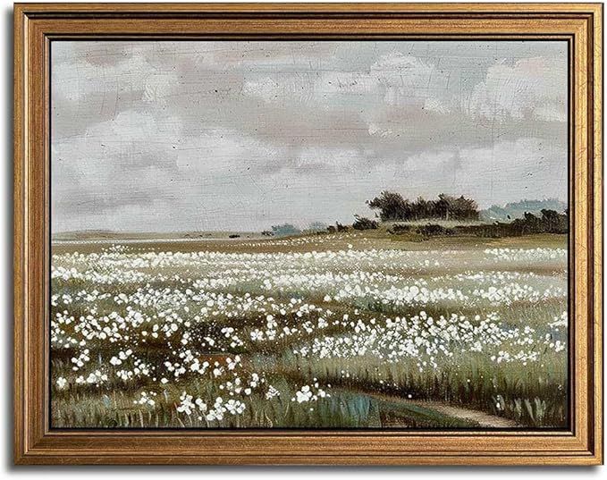 Gold Framed Vintage Wall Art Classical French WildFlower Landscape Painting Canvas Print Home Roo... | Amazon (US)