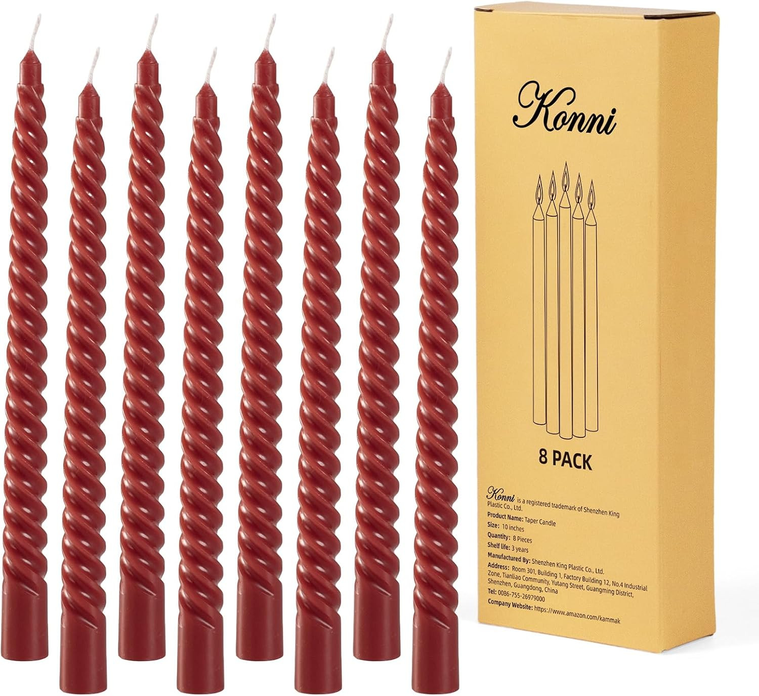 Taper Candles 0.87×10 Inch Dark Red Candle Sticks 8 Pack Long Burning | Amazon (US)