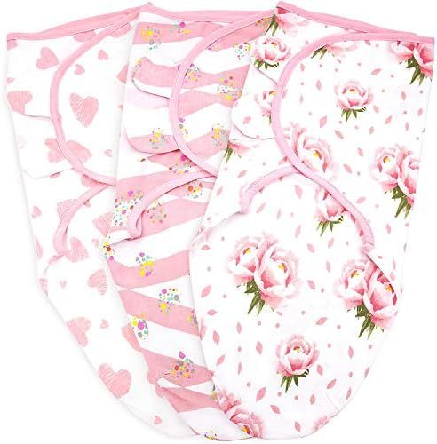 Baby Swaddle Blanket Boy Girl, 3 Pack Small-Medium Size Newborn Swaddles for 0-3 Month, Infant Adjus | Amazon (US)