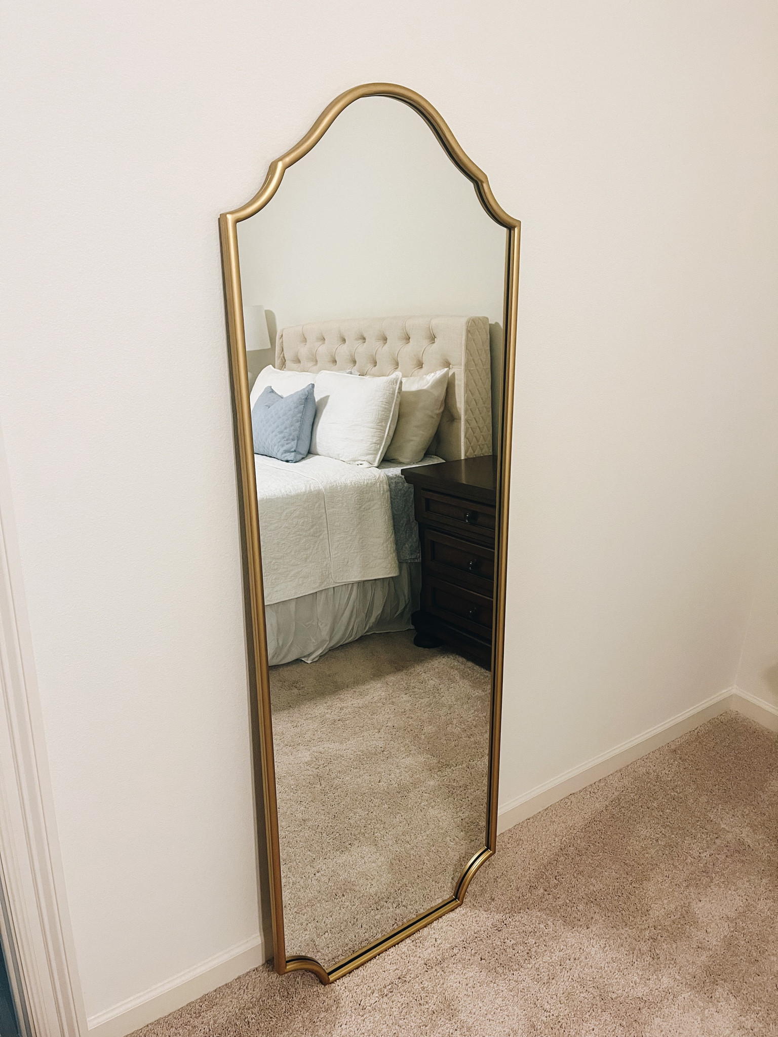 My gorgeous new gold mirror! It took me a while to find the right one but when I found this one, I had to have it. Affordable and beautiful 👏🏼👏🏼 
Amazon mirror, gold floor mirror, tall gold mirror 

#LTKSpringSale #LTKhome #LTKfamily