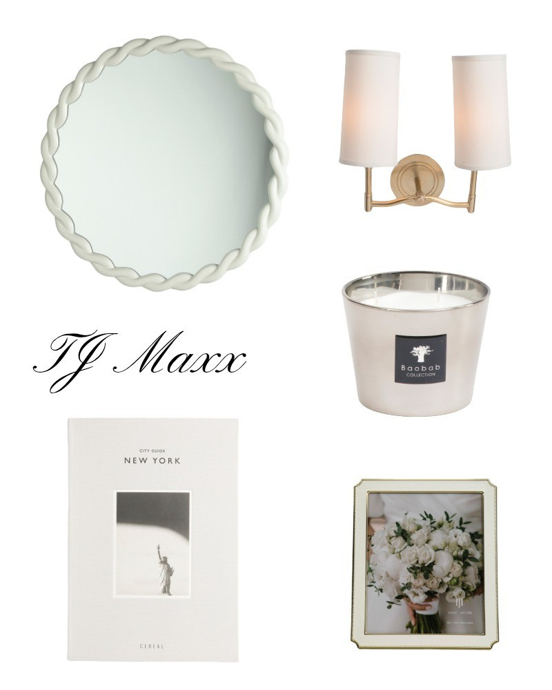 Home decor finds on sale at T.J maxx, designer deals, round mirror, brass counts, luxury candle, New York City book, picture frame, gift ideas, french, modern, coastal, bedroom, office, entry.

#LTKHome #LTKSaleAlert