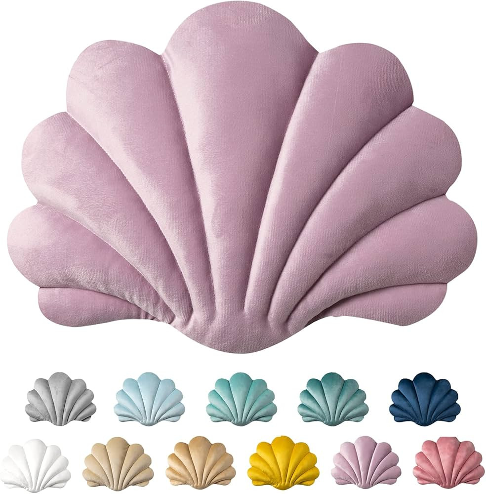 Ashler 3D Throw Pillows Shell Shaped Accent Throw Pillow, Soft Velvet Insert Included Cushion for... | Amazon (US)