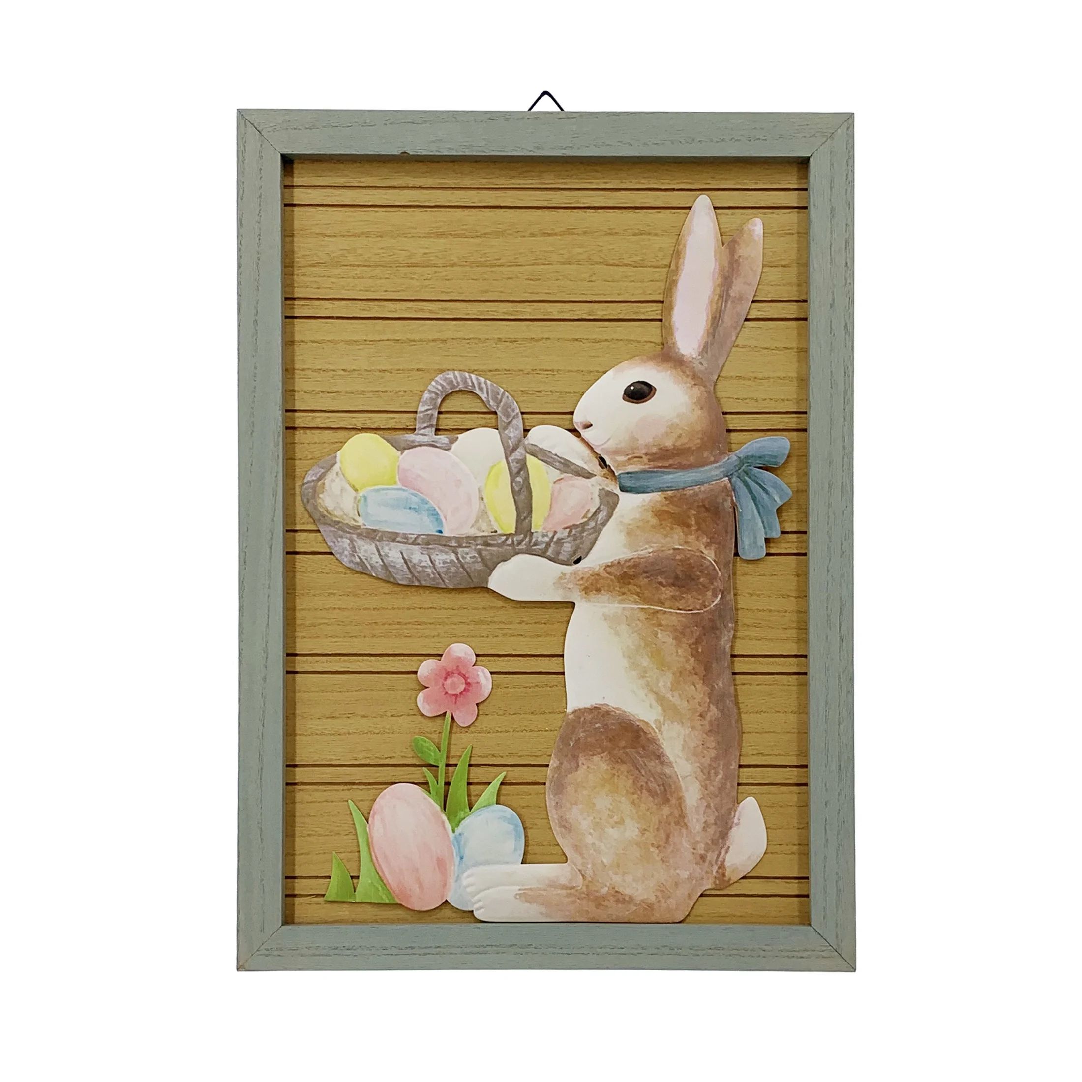 Way To Celebrate Easter Hanging Wall Decor, Brown Bunny With Eggs, 18.75" - Walmart.com | Walmart (US)