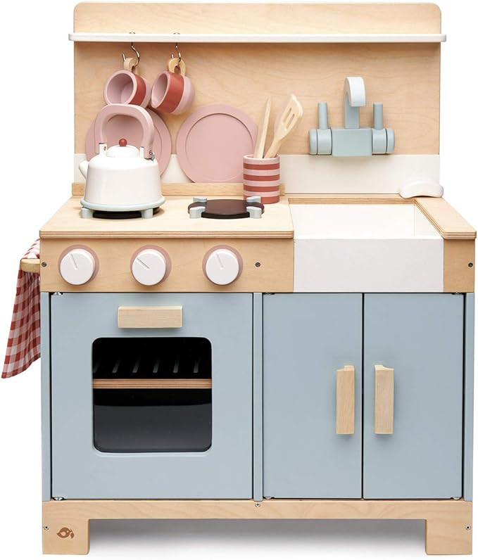 Tender Leaf Toys - Mini Chef Home Kitchen - Wooden Kitchenette Fully Equipped with Accessories fo... | Amazon (US)