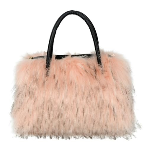 Furry Shoulder Bag for Women Fuzzy Faux Fur Large Tote Handbag Cute Soft Fluffy Purse | Amazon (US)