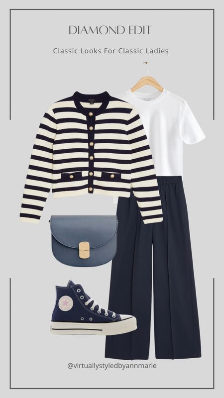 Styling high tops 

Striped cardigan, high tops, converse, wide leg trousers 

#LTKstyletip #LTKover40