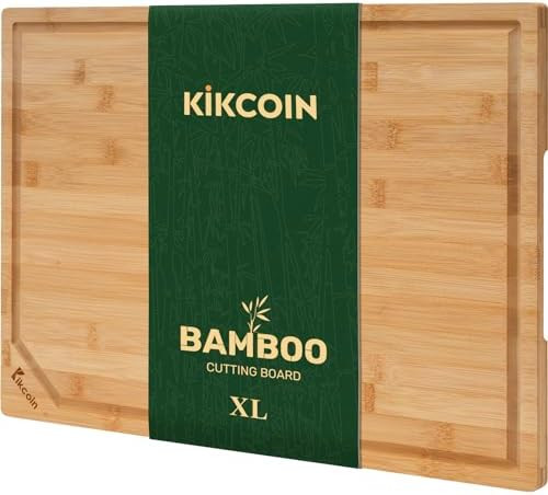 Bamboo Cutting Boards for Kitchen, Extra Large Wood Cutting Board with Deep Juice Groove and Hand... | Amazon (US)
