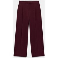 Zara - High-Waisted Wide Leg Pants - Women - Burgundy - Women | Zara US