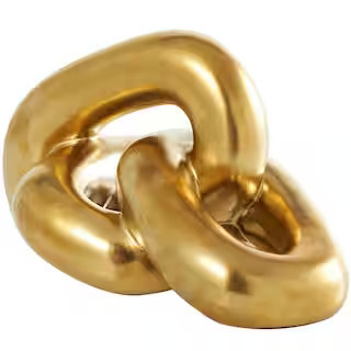 11 in. x 6 in. Gold Ceramic 3 Link Chain Sculpture | The Home Depot