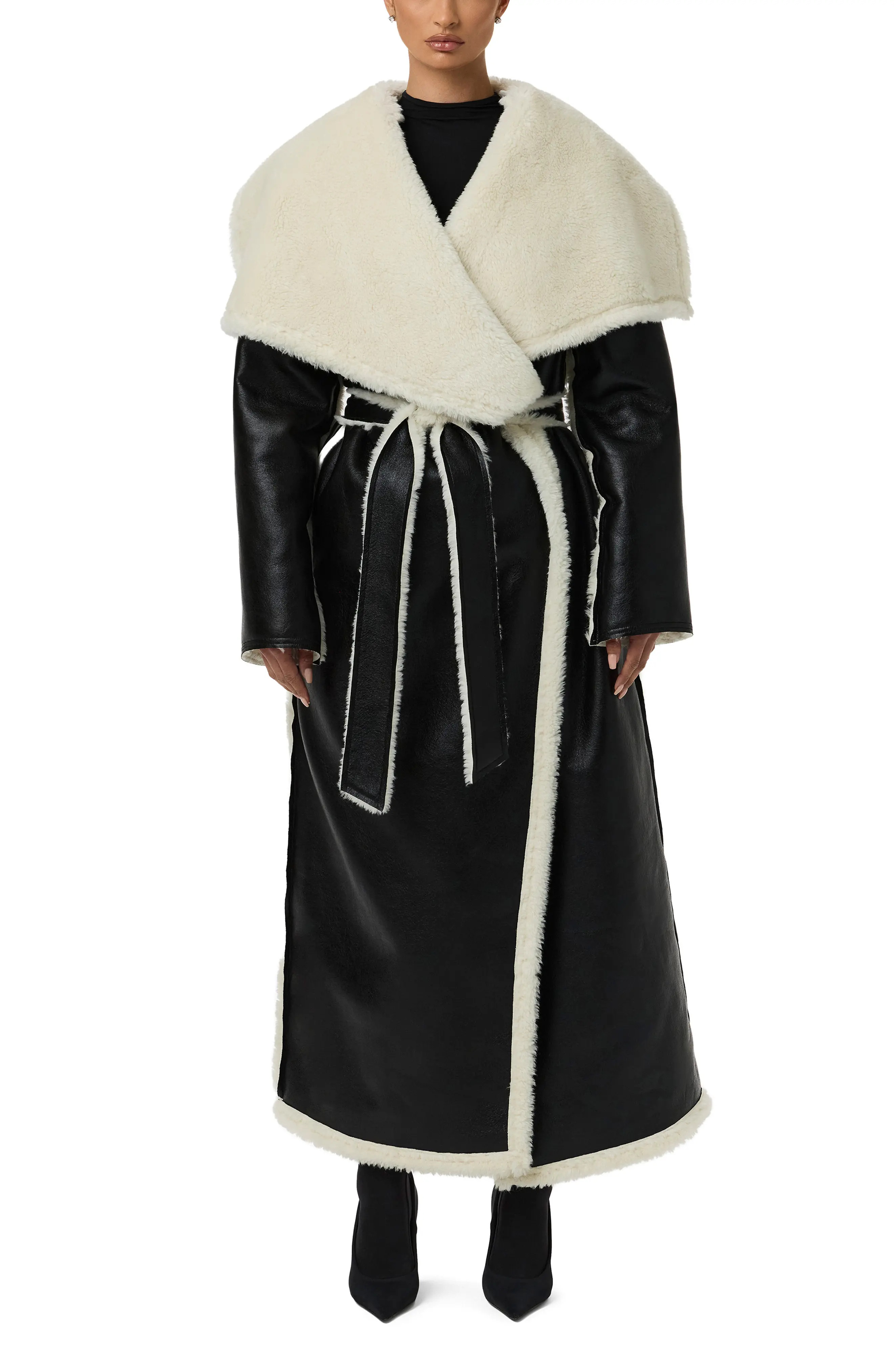 Naked Wardrobe Reversible Faux Shearling Jacket in Black at Nordstrom, Size Medium | Nordstrom