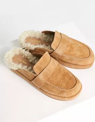 & Other Stories suede slip on shoes with faux shearling lining in beige | ASOS (Global)