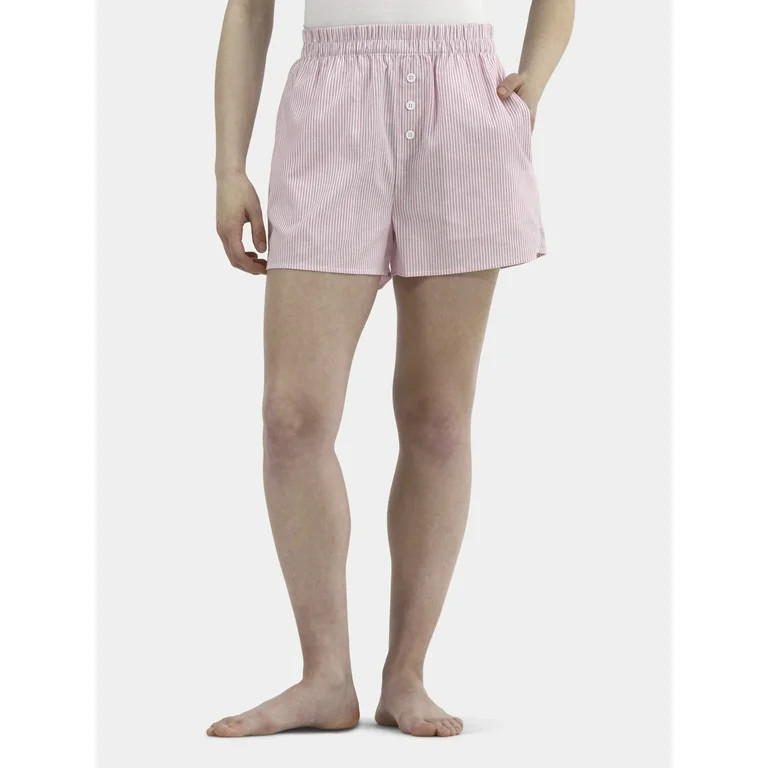 No Boundaries Cotton Boxer Shorts with Rollover Waist, Women's | Walmart (US)