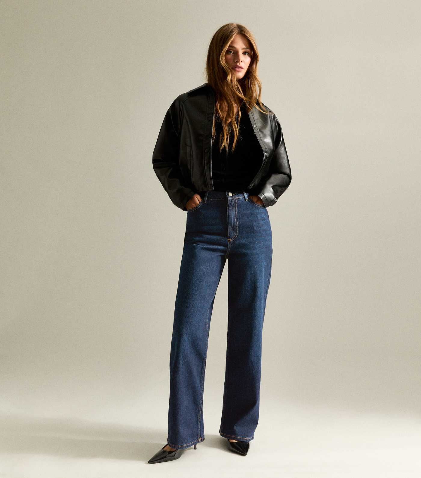Dark Blue Adalae High Waisted Wide Leg Jeans | New Look | New Look (UK)