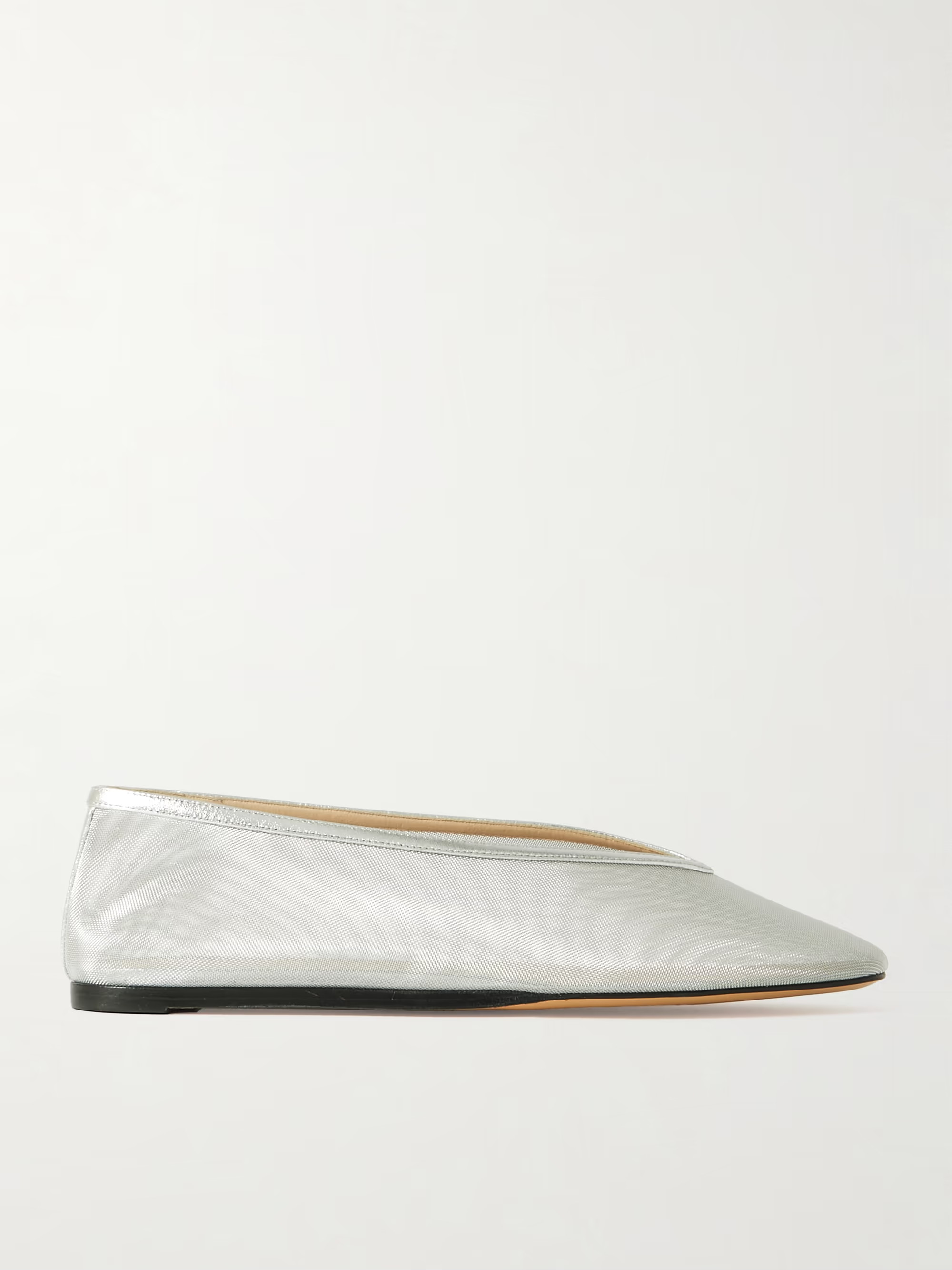 Luna metallic leather-trimmed mesh ballet flats | NET-A-PORTER APAC