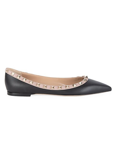 Valentino Women's Valentino Garavani Rockstud Point-Toe Leather Ballerina Flats - Black - Size 39 (9 | Saks Fifth Avenue
