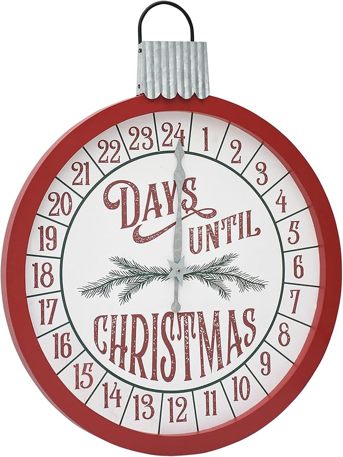 AshleeOaks Round Wood Wall Days Until Christmas Countdown Calendar with Metal Clock Hand, Farmhou... | Amazon (US)