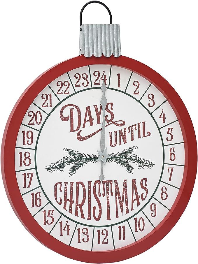 AshleeOaks Round Wood Wall Days Until Christmas Countdown Calendar with Metal Clock Hand, Farmhou... | Amazon (US)