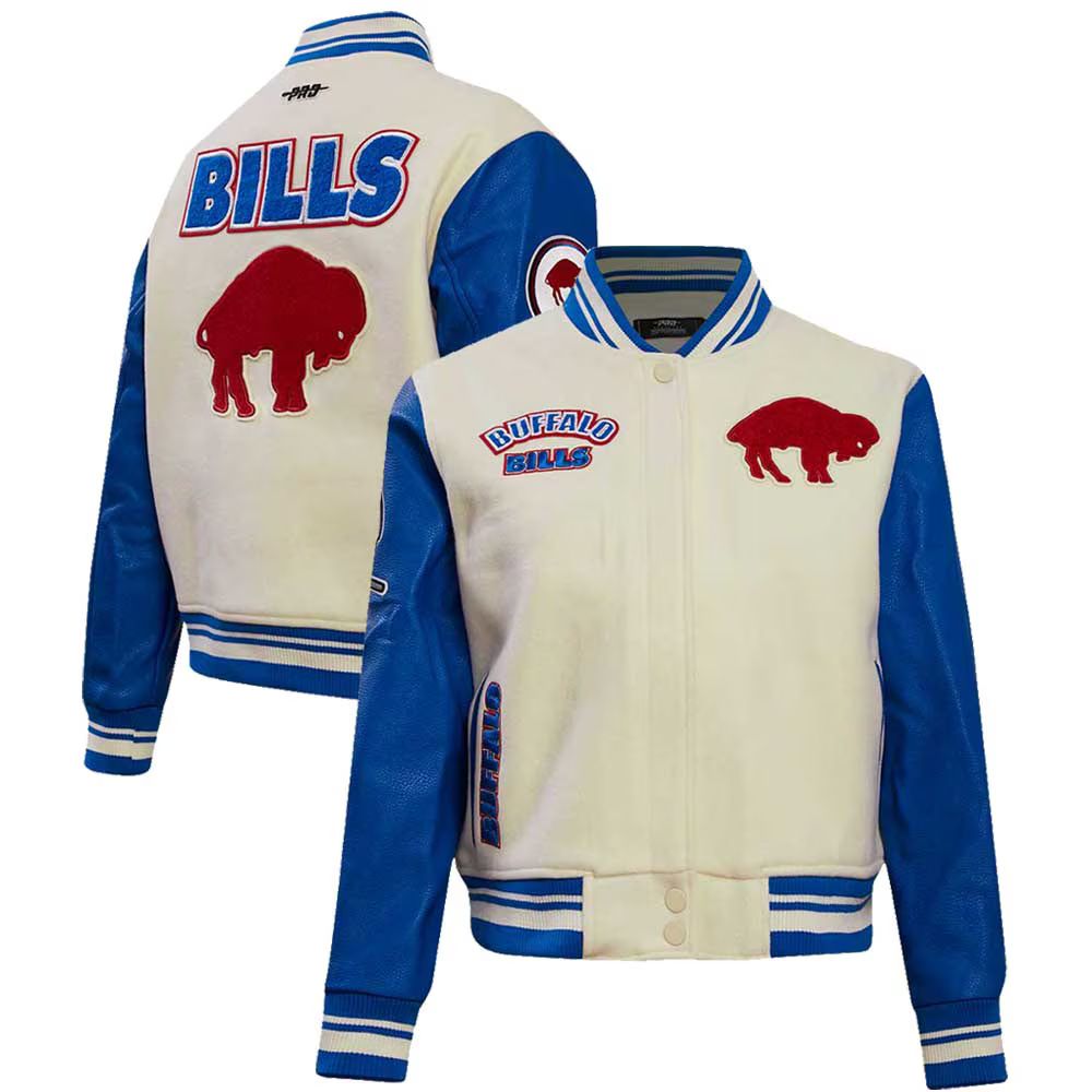 Women's Buffalo Bills  Pro Standard Cream Retro Classic Vintage Full-Zip Varsity Jacket | NFL Shop