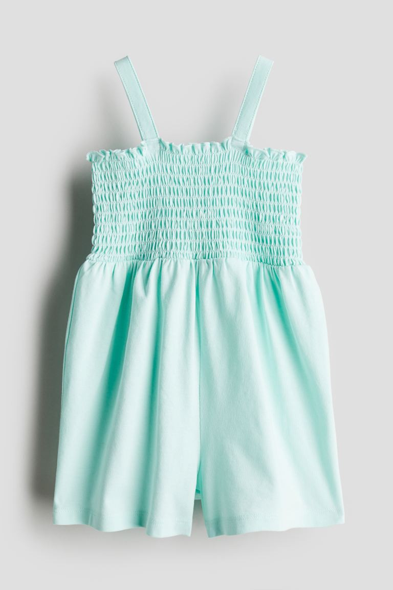 Cotton Jersey Romper Suit - Square Neckline - Sleeveless - Mint green - Kids | H&M US | H&M (US + CA)
