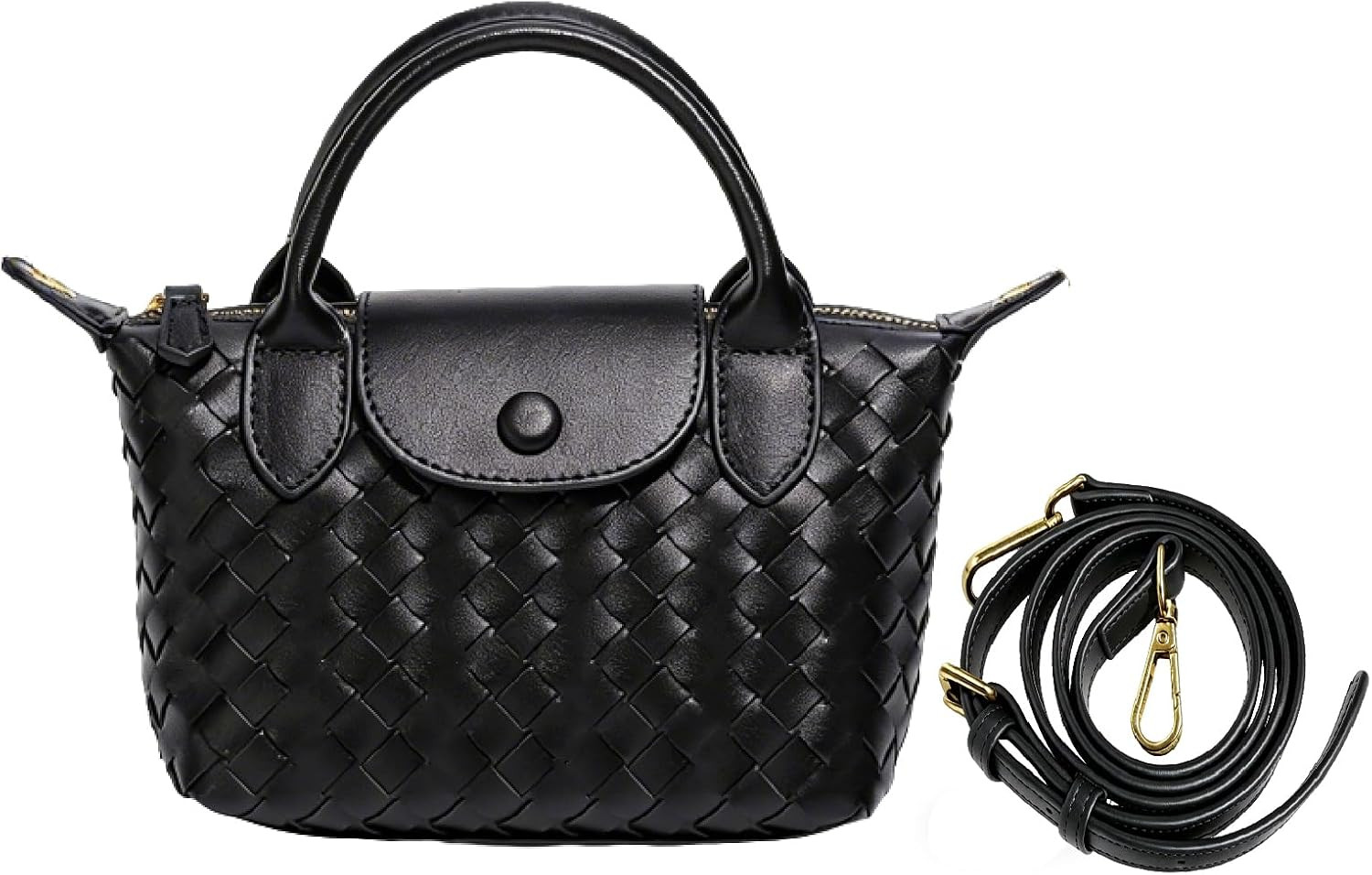 Woven Crossbody Bag, Cute Small Vegan Leather Purse for Travel | Amazon (US)