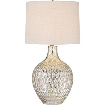 360 Lighting Waylon Modern Table Lamp 28" Tall Textured Mercury Glass Off White Tapered Drum Shade for Bedroom Living Room Bedside Nightstand Office | Target
