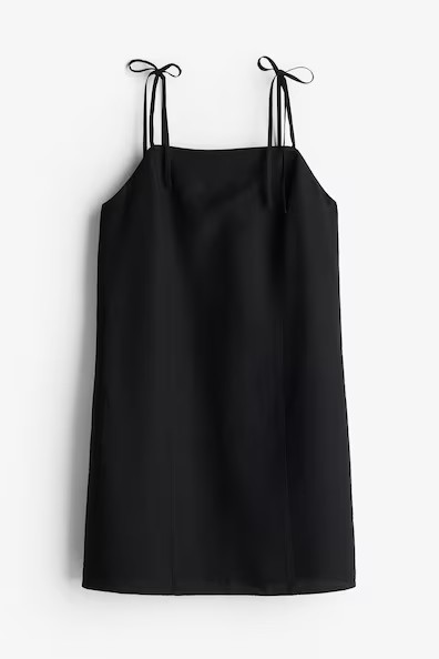 H & M - Dress with Tie Shoulder Straps - Black | H&M (US + CA)