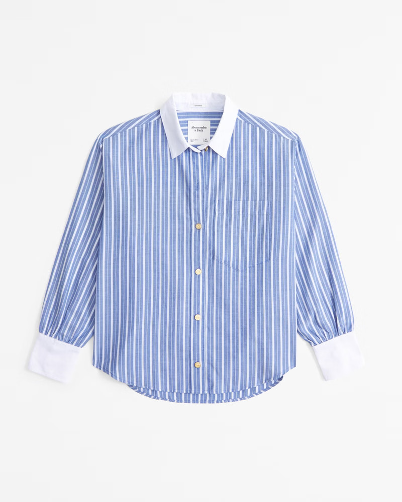 Gold Button Relaxed Oxford Shirt | Abercrombie & Fitch (US)