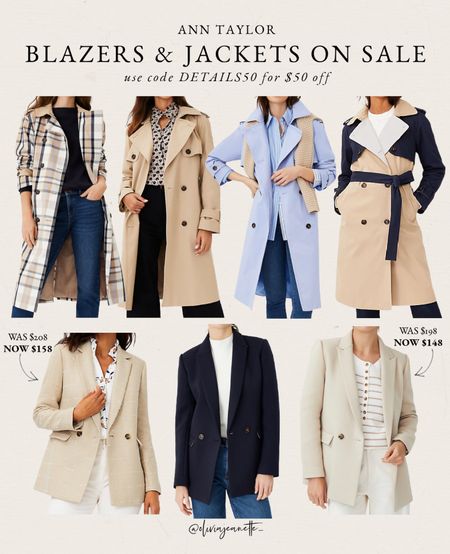 Blazers and jackets on sale at Ann Taylor. Use code DETAILS50 for $50 off!

#LTKSeasonal #LTKsalealert #LTKworkwear