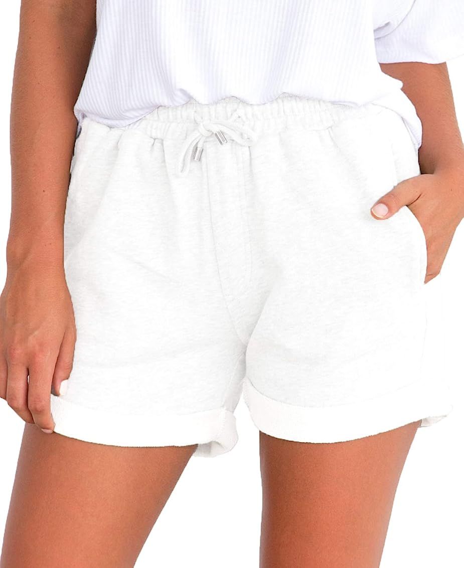 Tengo Women Summer Beach Shorts Juniors Folded Hem Shorts with Drawstring | Amazon (US)