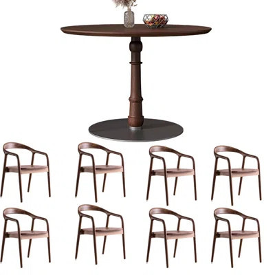 Brown Solid Wood Round Dining Table Set | Wayfair North America
