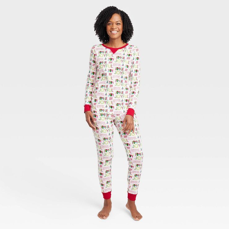 Women's Holiday Joyful Print Matching Family Pajama Set - Wondershop™ Cream | Target