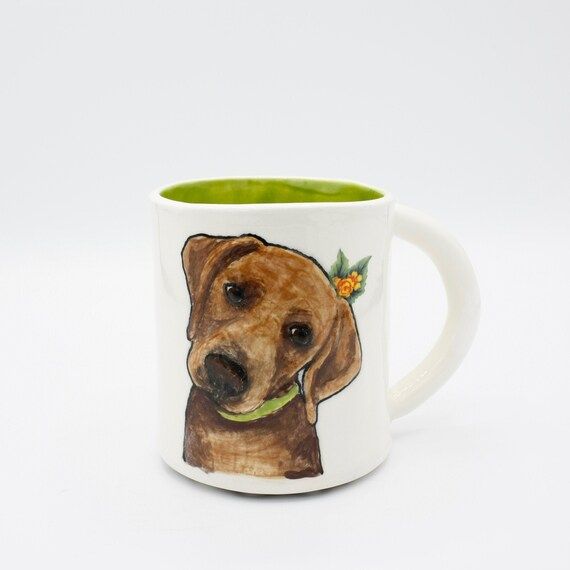 Chocolate Lab Dog Flower Crown Mug: pet portrait coffee mug tea cup | labrador retriever | in sto... | Etsy (US)
