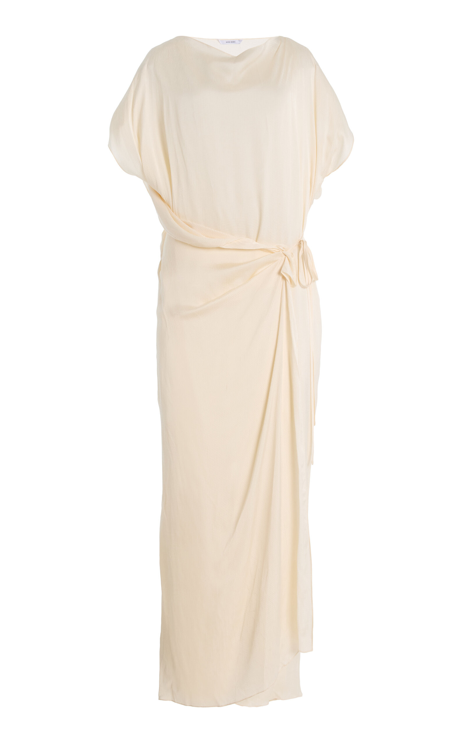 BONDI BORN - Ardea Hammered Satin Maxi Wrap Dress - White - M - Moda Operandi | Moda Operandi (Global)