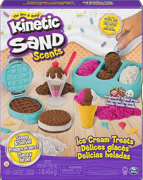 Kinetic Sand Scents, Ice Cream Treats Playset with 3 Colors of All-Natural Scented Sand and 6 Ser... | Amazon (US)