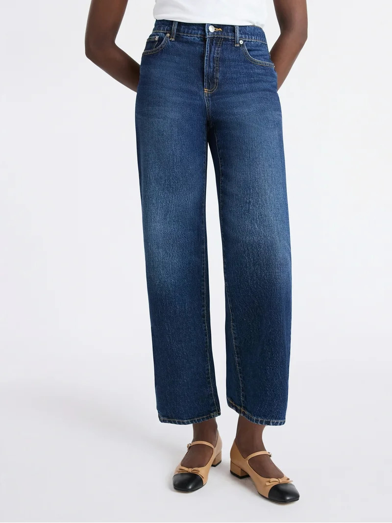 Free Assembly Women's Midrise Relaxed Ankle Jeans, 27.5" Inseam Sizes 0-18 | Walmart (US)