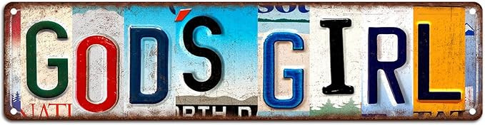 Vintage Gods Girl Metal Tin Sign 16x4 Inch for Religious Room Church Prayer Room Wall Decor | Amazon (US)