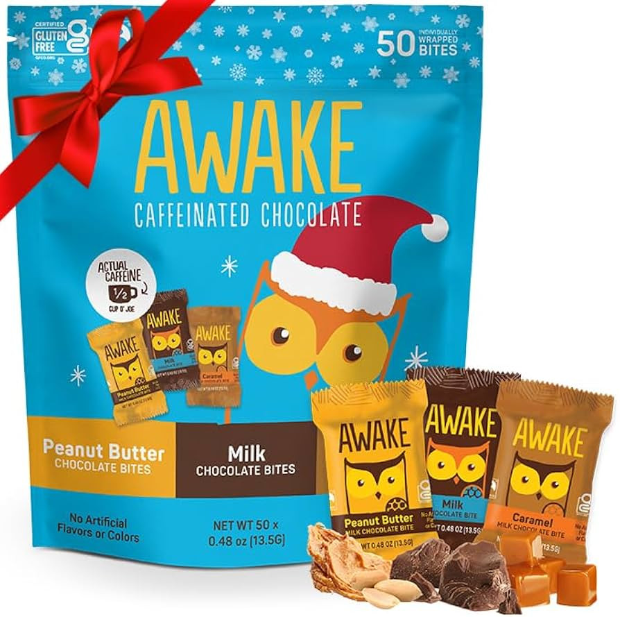 AWAKE - Caffeinated Chocolate Bites - Coffee Alternative - 50mg Caffeine - Energy Bars - Low-Calo... | Amazon (US)