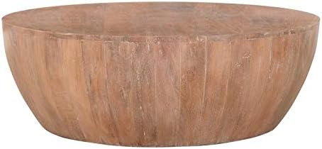 Atlin Designs Modern 35.5" Drum Shaped Wood Coffee Table in Brown | Amazon (US)