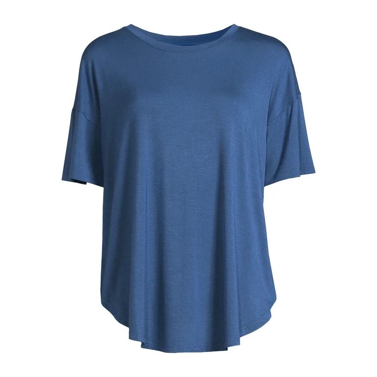Time and Tru Women's Crewneck Tunic Tee with Short Sleeves, Sizes S-3XL | Walmart (US)