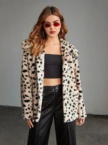 SHEIN Dalmatian Pattern Pocket Patched Coat | SHEIN