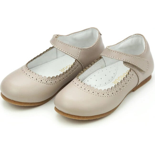 Lucille Scalloped Flat, Almond | Maisonette
