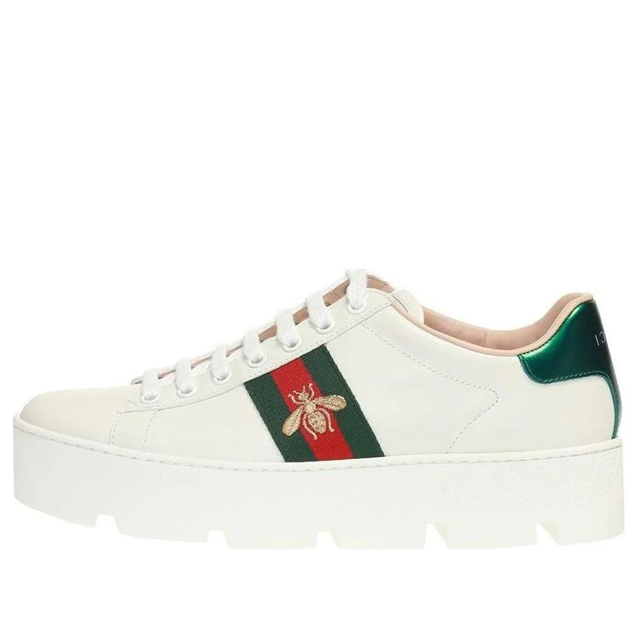(WMNS) Gucci Ace Embroidered Platform 'White' 577573-DOPE0-9064 | KICKS CREW