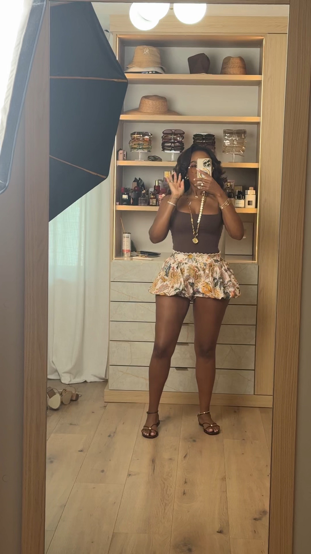 Hi Babes! 🤎🌸

This little floral bubble skort is the cutest way to add a feminine touch to your summer wardrobe! I paired it with a simple chocolate brown tank to let the print shine, and it's such an easy outfit you'll keep reaching for.

✨ Fit Details:
• Wearing a size Small
• Brown fitted tank
• Floral bubble skort
• Flat strappy sandals
• Gold layered jewelry
• True to size

☀️ Where to Wear:
• Brunch with the girls
• Farmers market
• Vacation
• Coffee dates
• Weekend shopping
• Casual summer outings

Everything is linked below!

xx, Kira | IG: KirasFashionFinds

Measurements:
Kira: 5'4" | Size Small | 140 lbs