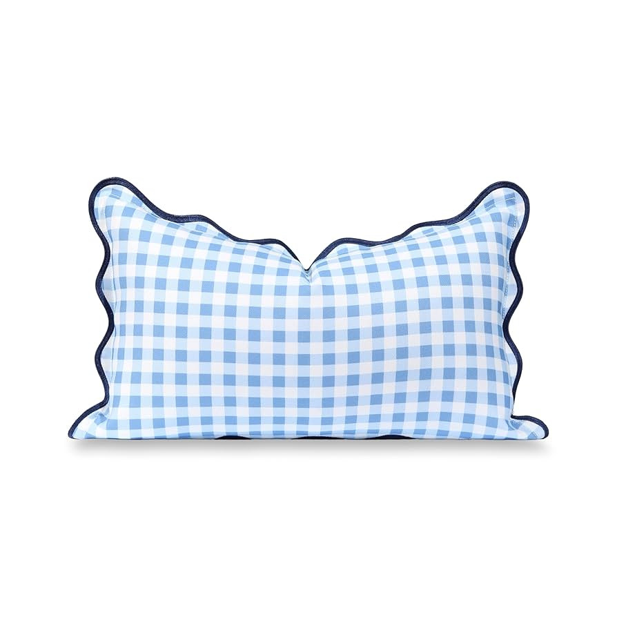 Hofdeco Premium Coastal Hampton Scalloped Patio Indoor Outdoor Lumbar Pillow Cover Only, 12"x20" ... | Amazon (US)