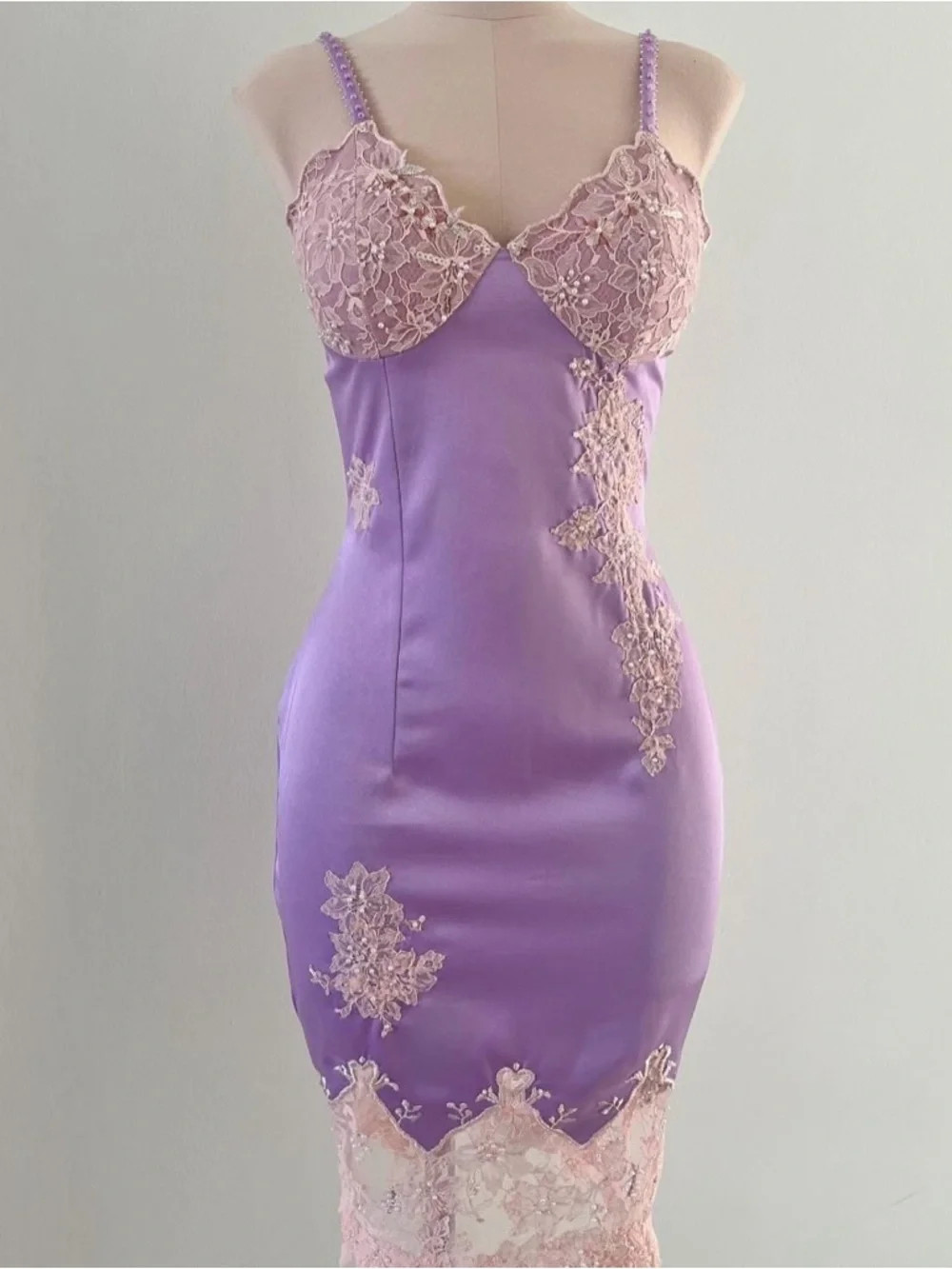 Lavender Lace-Trim Midi Dress - Brand: | Poshmark