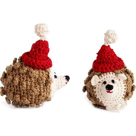 Crochet Hedgehog in Santa Hat Ornament | Maisonette
