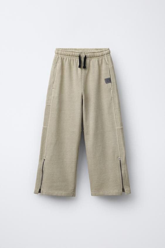 GARMENT DYE WIDE LEG FLEECE PANTS | Zara US