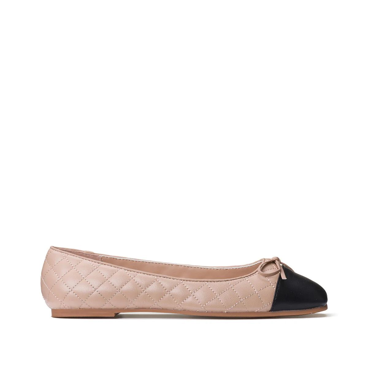 Two-Tone Ballet Flats in Quilted Leather with Flat Heel | La Redoute (UK)