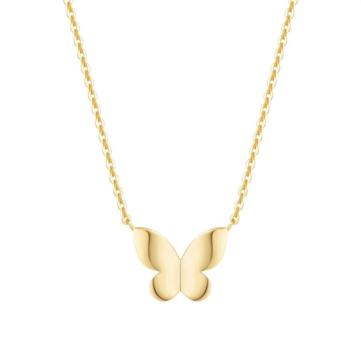 "Dreamy Butterfly" 14K Yellow Gold Butterfly Necklace | FANCIME