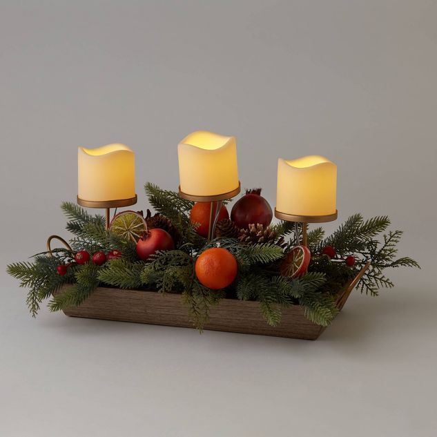 21" Faux Greenery with Fruit Electronic Candle Holder - Wondershop™ | Target